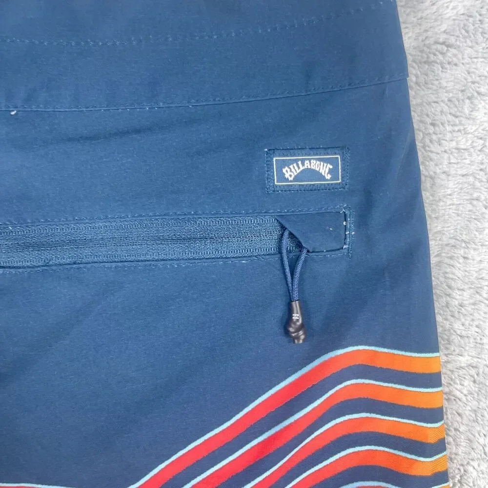 Billabong Board Shorts Men 31 Blue T-Street Airlite Recycler Sunset Stripe Surf